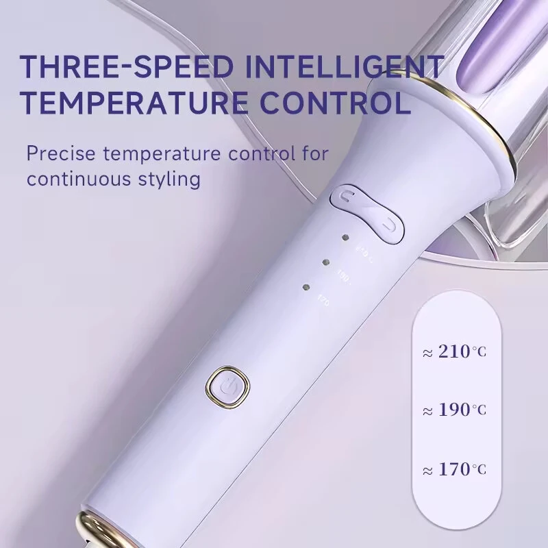 (image for) 28mm Professional Automatic Ceramic Curling Iron 3 Temperature Settings 5-Second Preheat Anti-Scald Design Automatic Rotating Curling Iron EU Plug